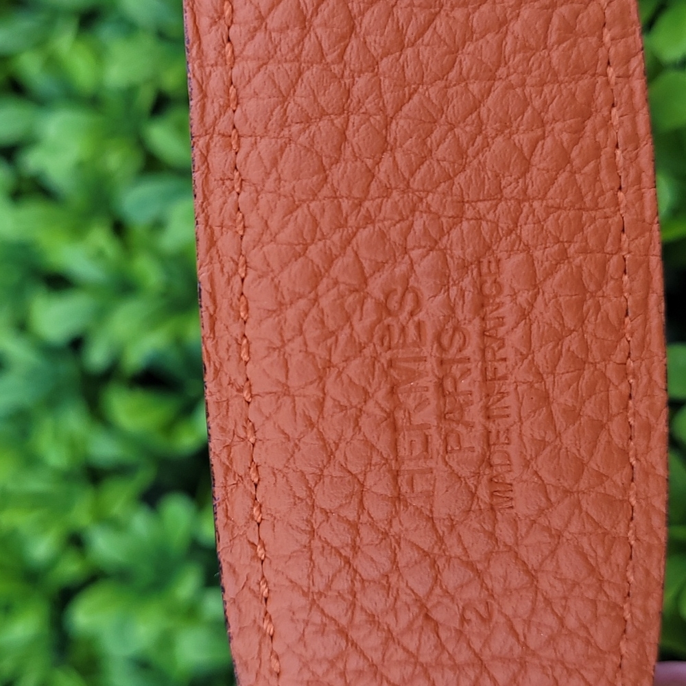 Hermes authentic belt women orange 🍊 /brown 🟤 size 80 - Picture 2 of 8